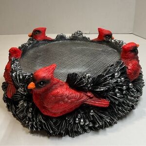 Homeworx by Slakin Cardinal Candle Holder with Pinecone Accents pedestal